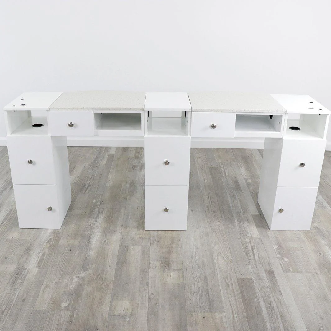 Double Diamond White Manicure Table - Image 8