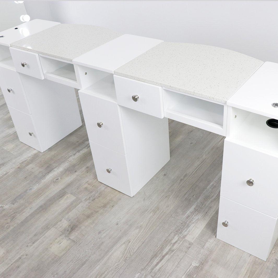 Double Diamond White Manicure Table - Image 9