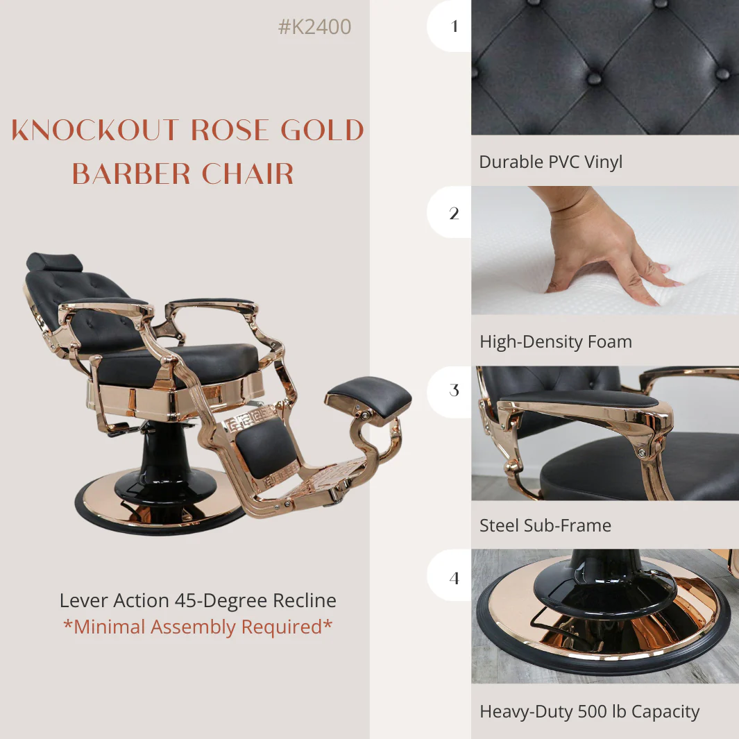 Knockout Rose Gold Barber Chair - Image 3