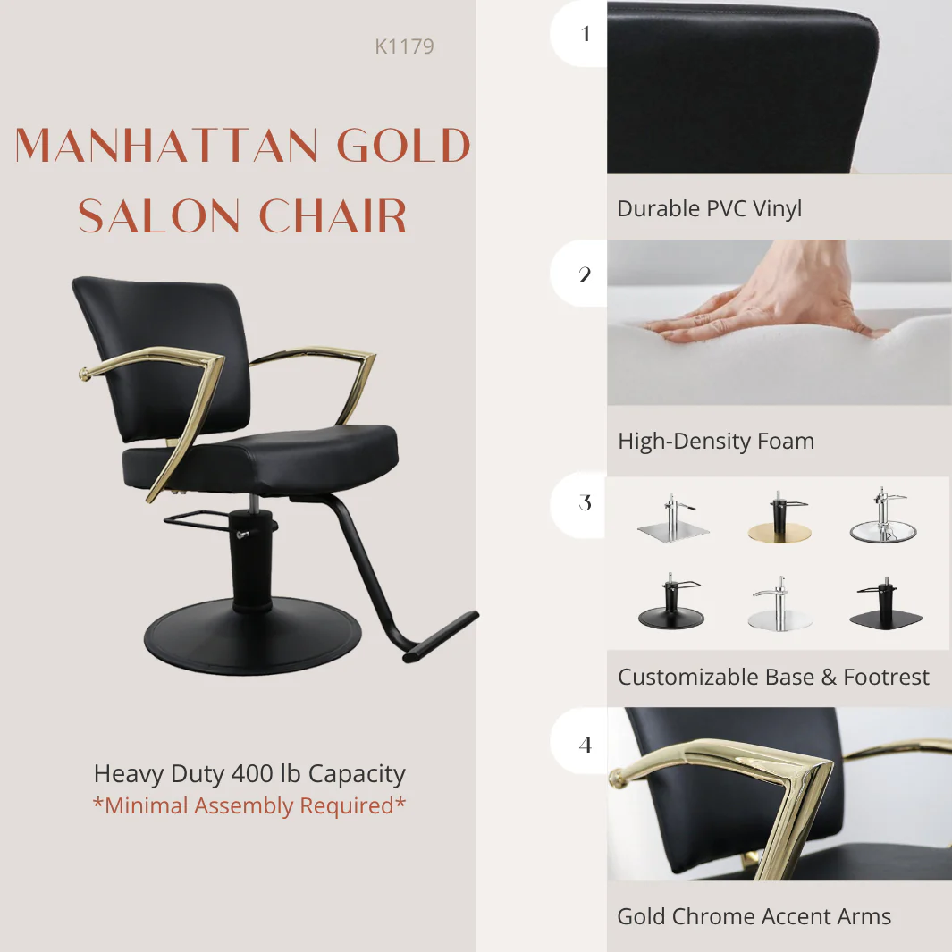 Manhattan Gold Salon Chair - Image 3