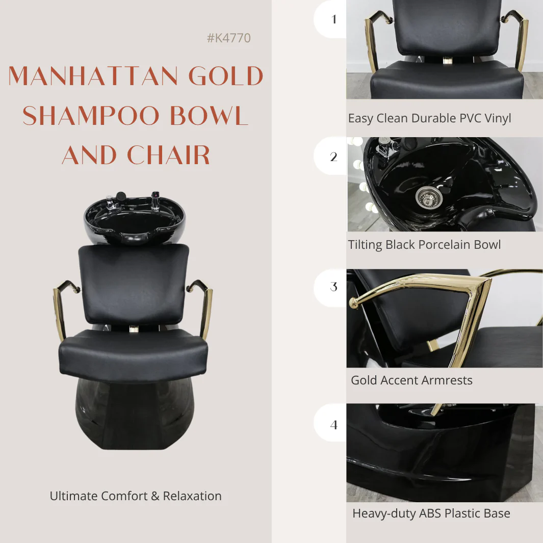Manhattan Gold Shampoo Bowl and Chair - Image 3