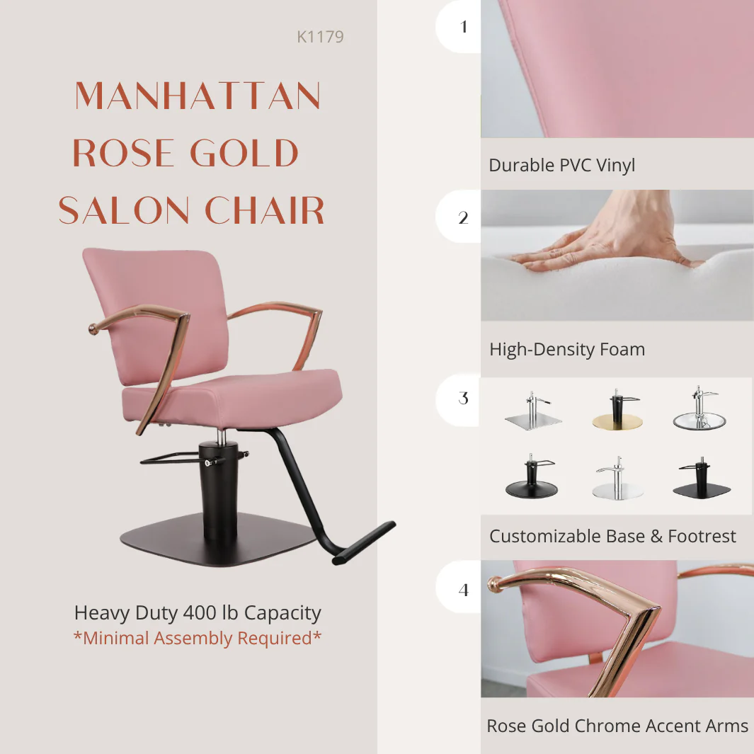 Manhattan Rose Gold Salon Chair - Image 18