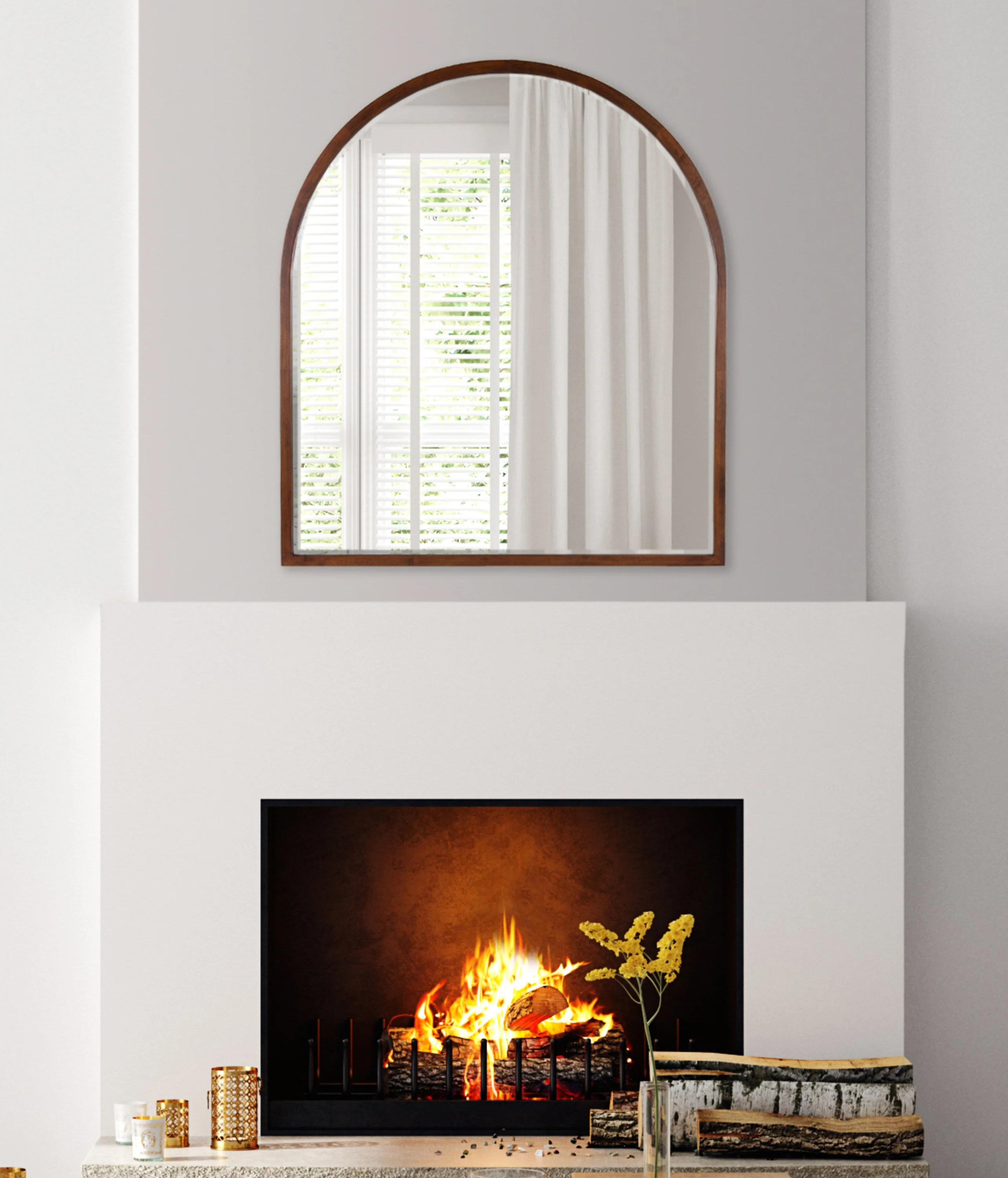 McLean Arch Wood Framed Wall Mirror - Image 8