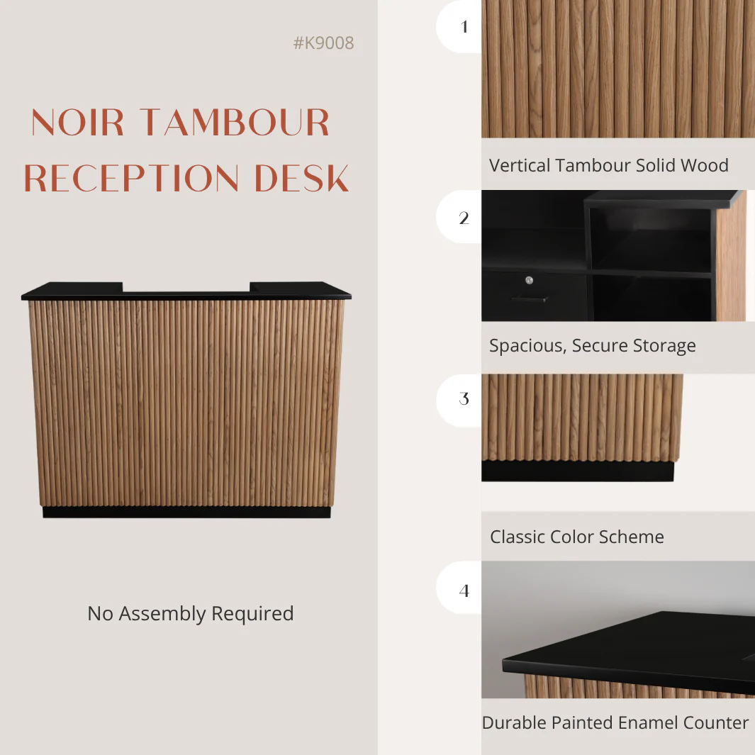 Noir Tambour Reception Desk - Image 3