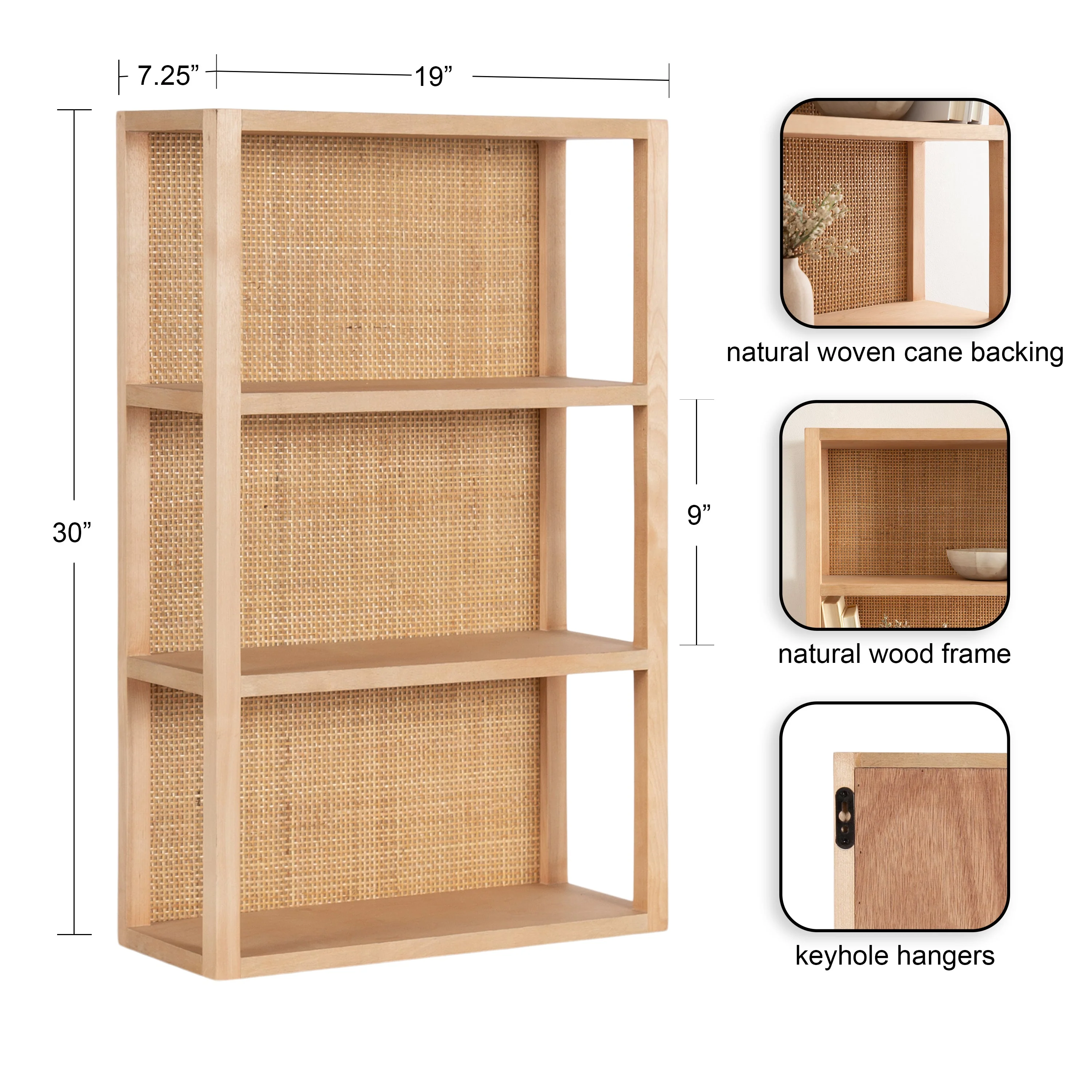 Ori Rattan/Wood Wall Shelf - Image 5