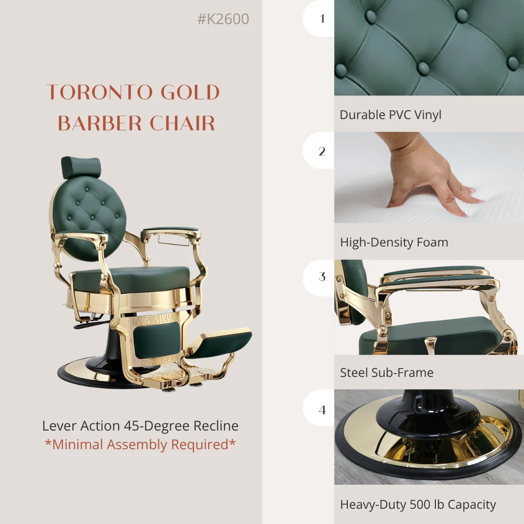 Toronto Gold Barber Chair - Image 3