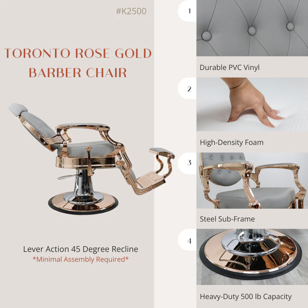 Toronto Rose Gold Barber Chair - Image 13