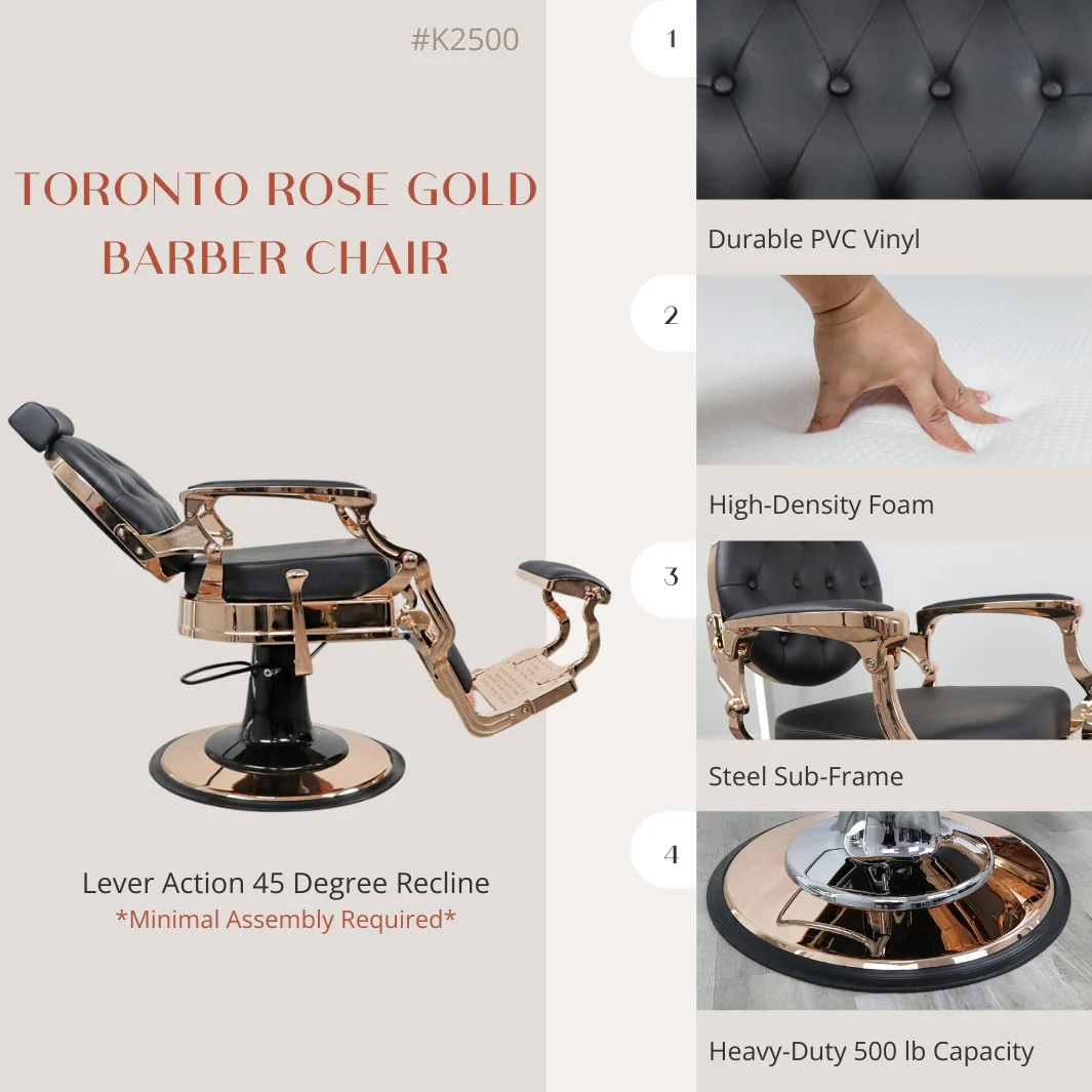 Toronto Rose Gold Barber Chair - Image 3