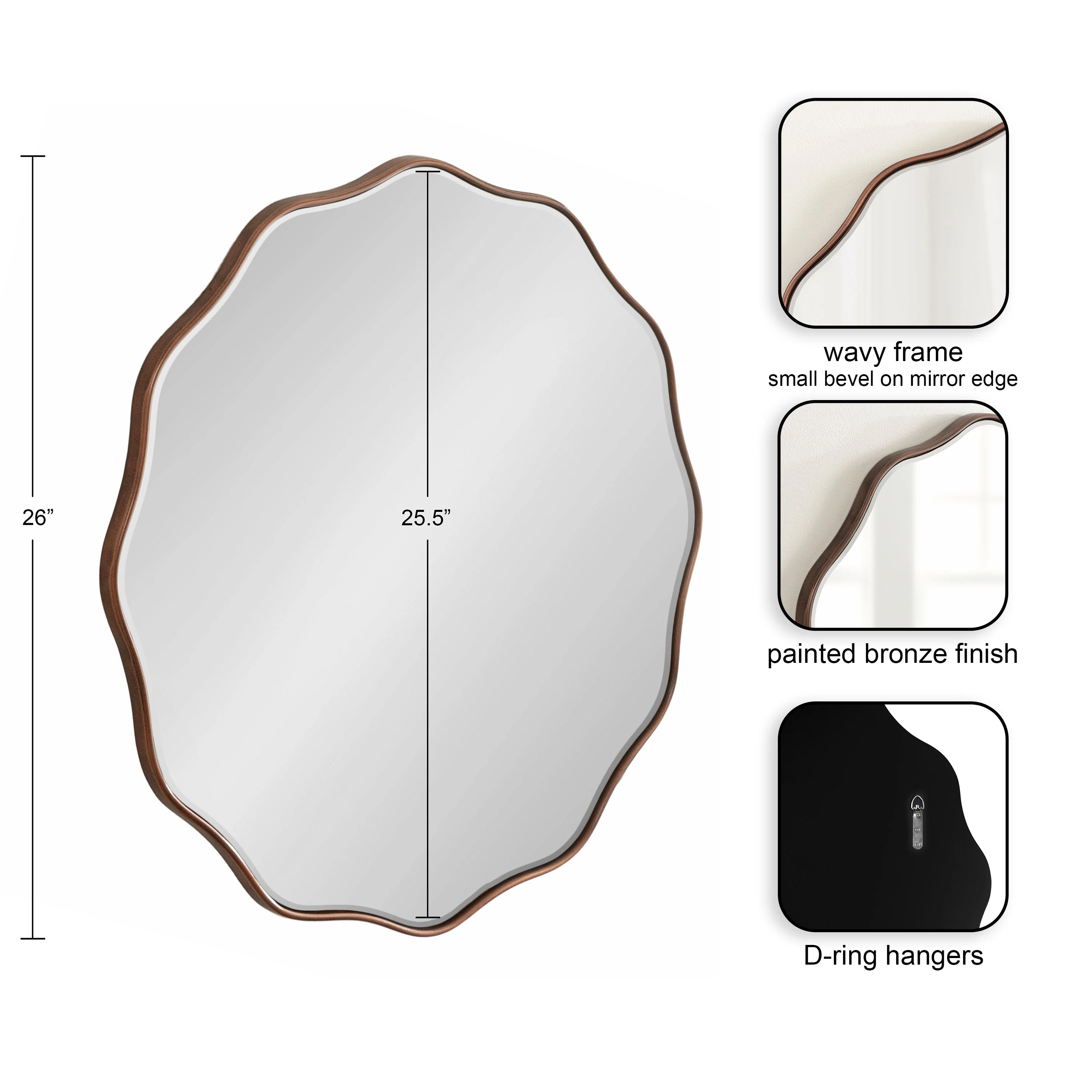 Viona Round Scalloped Mirror - Image 49