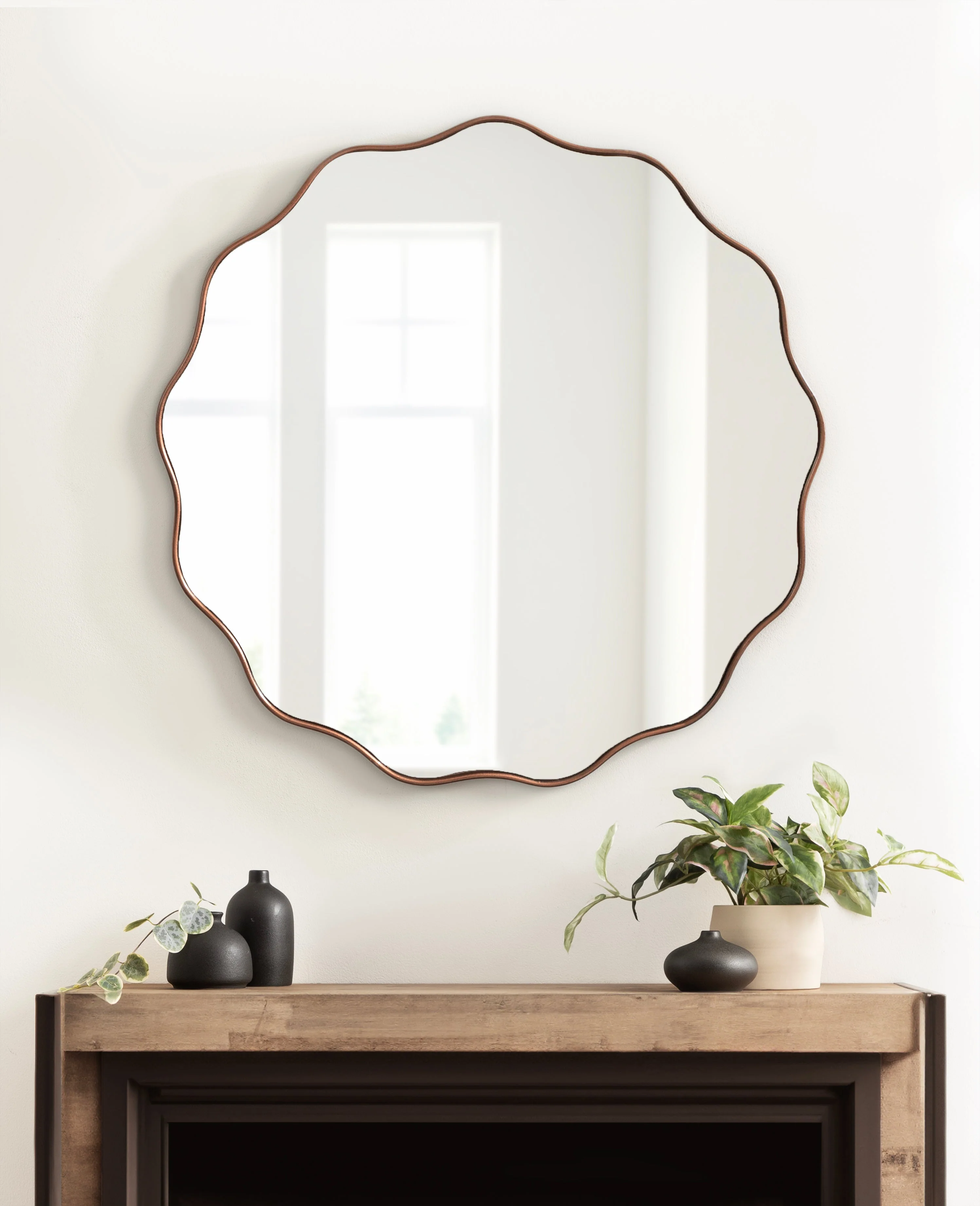 Viona Round Scalloped Mirror - Image 64