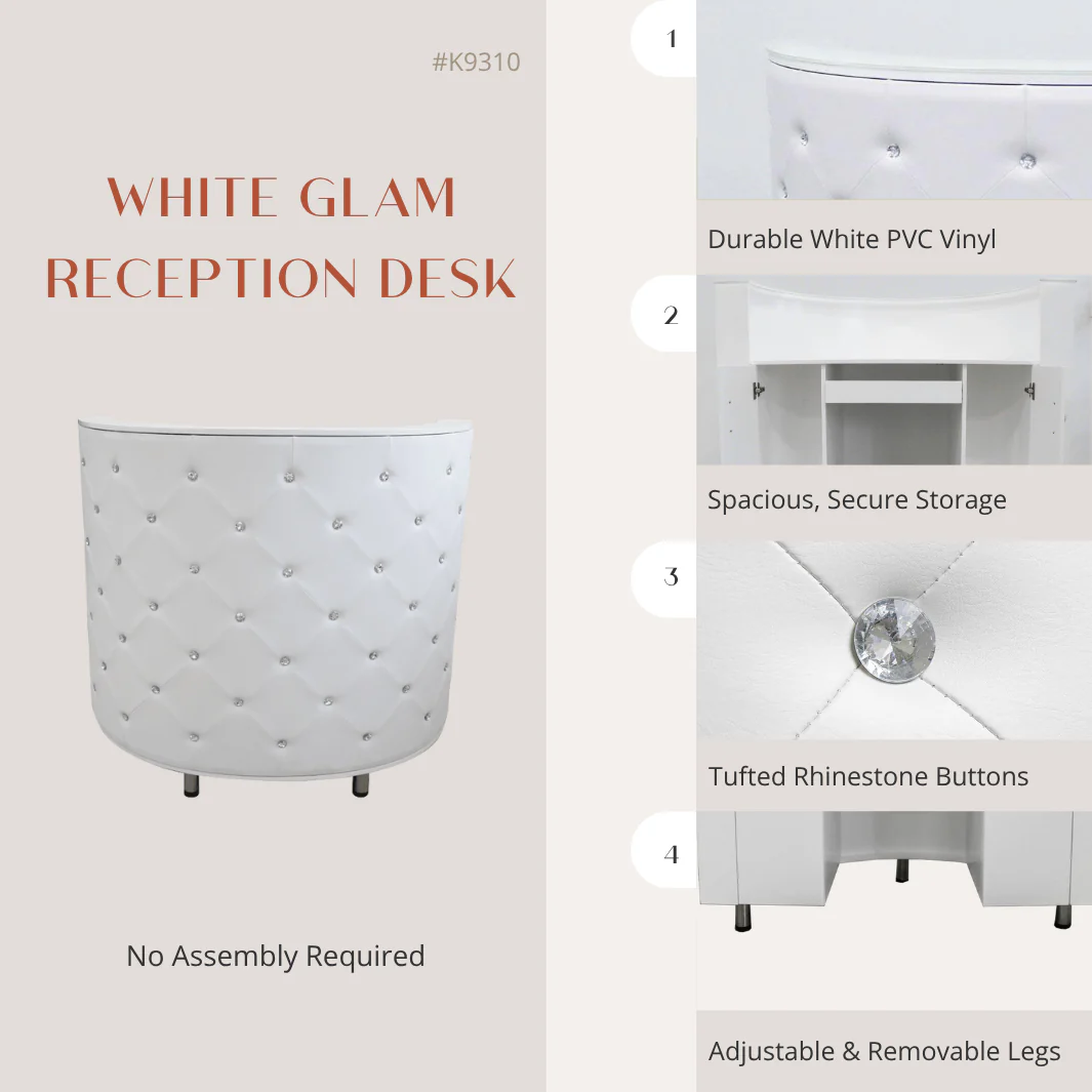 White Glam Reception Desk - Image 3